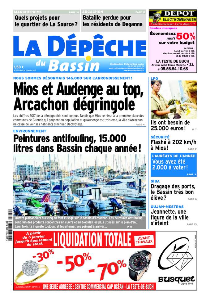 La Dépêche du Bassin 04 janvier 2017 La Dépêche du Bassin du 04 janvier 2017 à télécharger sur iPad