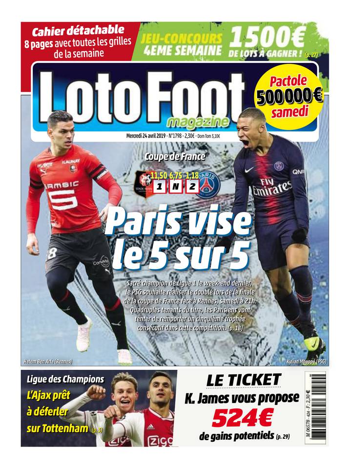 Loto Foot Magazine 24 avril 2019 Loto Foot Magazine du 24 avril 2019 à télécharger sur iPad