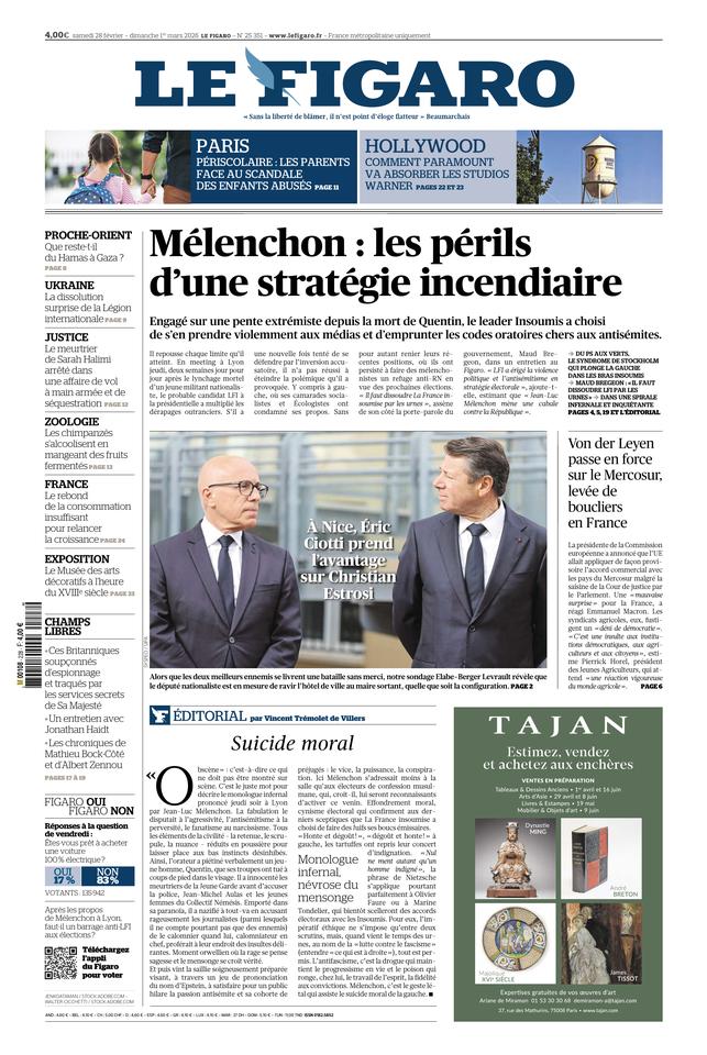 Le Figaro Une du 28 février 2026