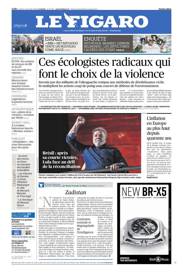 Le Figaro Une du 1 novembre 2022