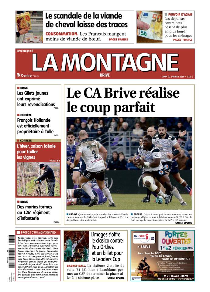 La Montagne 21 janvier 2019 Abonnement La Montagne Pas Cher avec le BOUQUET INFO ePresse.fr