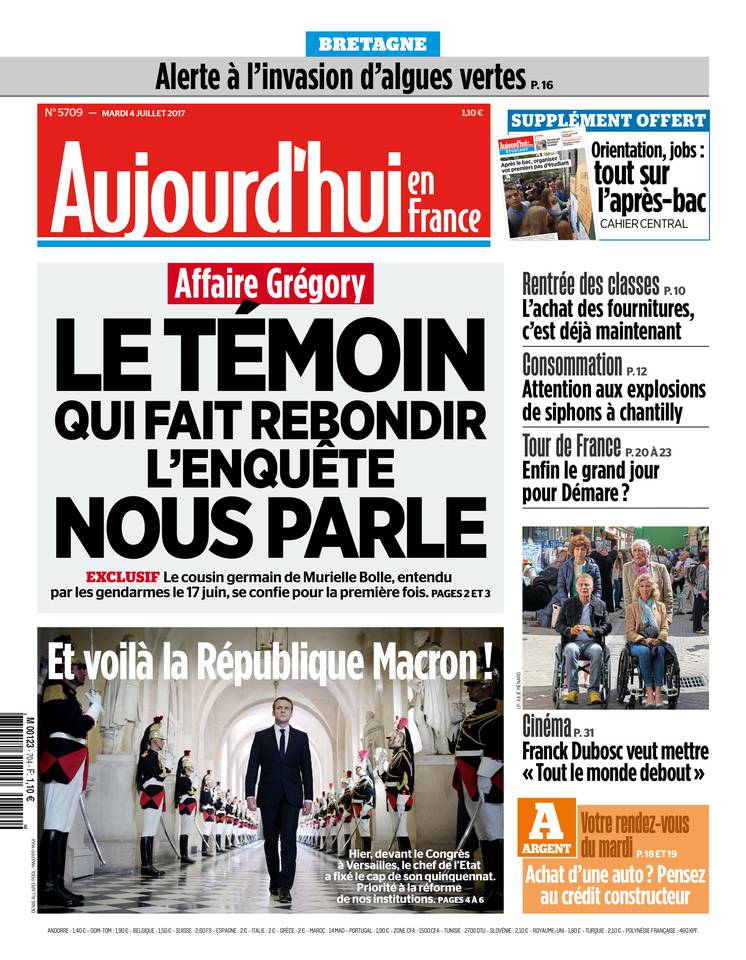 Aujourd'hui en France 04 juillet 2017 Aujourd'hui en France du 04 juillet 2017 à télécharger sur iPad