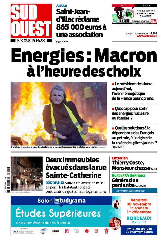 Sud Ouest 27 novembre 2018 Sud Ouest du 27 novembre 2018 à télécharger sur iPad