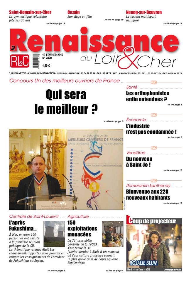 La Renaissance du Loir-et-Cher 10 février 2017 La Renaissance du Loir-et-Cher du 10 février 2017 à télécharger sur iPad
