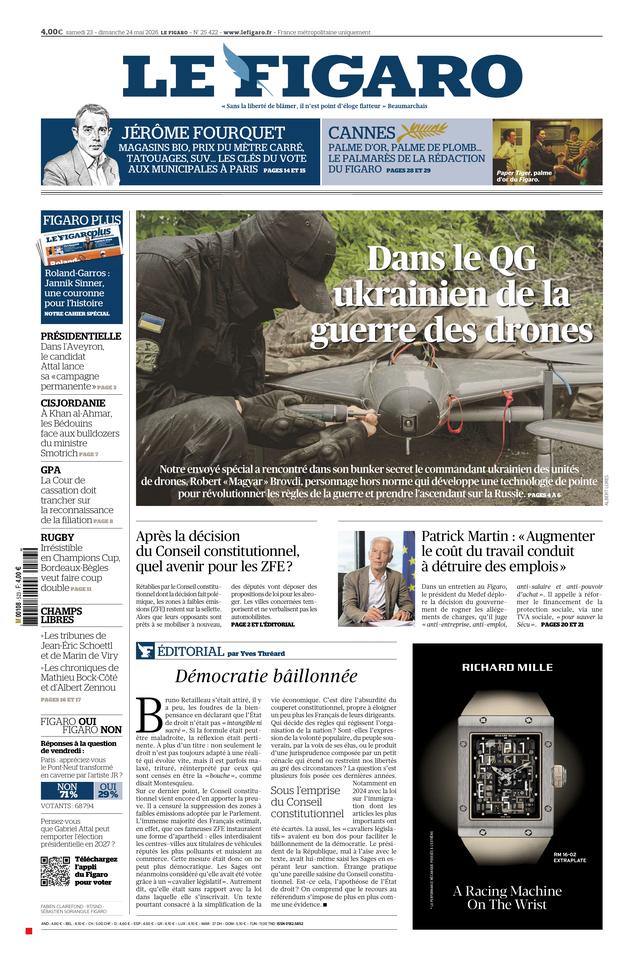 Le Figaro Une du 23 mai 2026