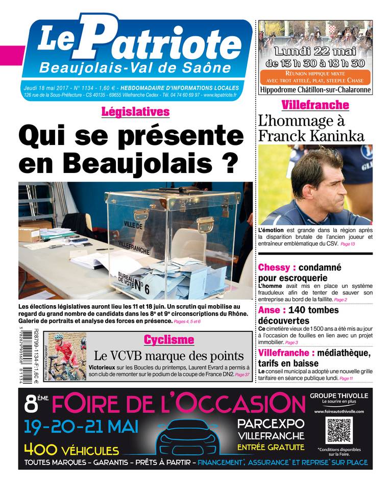 Le Patriote Beaujolais 18 mai 2017 Le Patriote Beaujolais du 18 mai 2017 à télécharger sur iPad