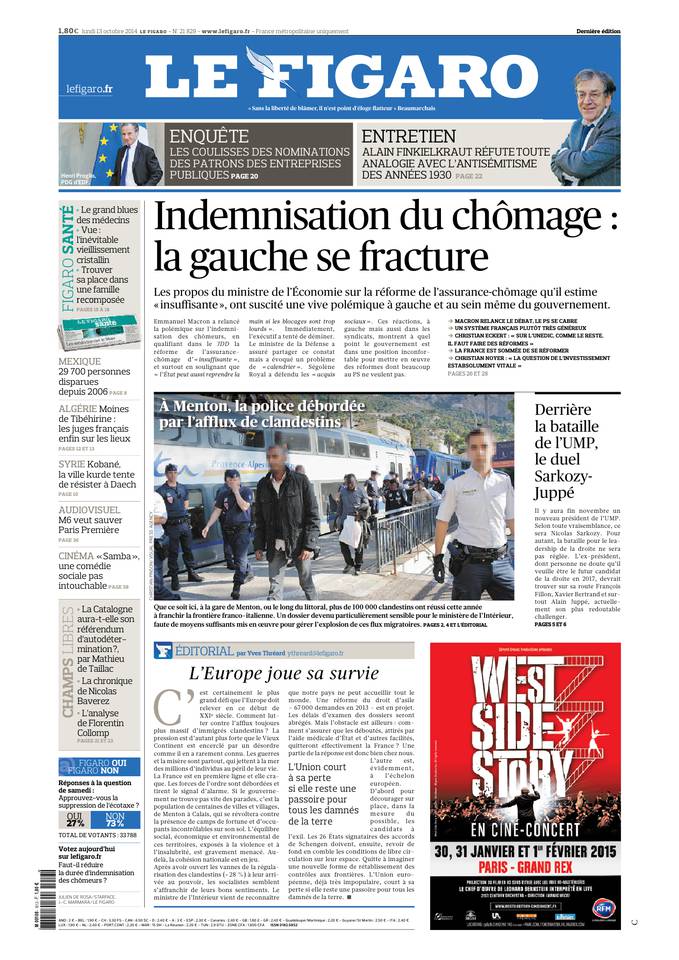Le Figaro 13 octobre 2014 Le Figaro du 13 octobre 2014 à télécharger sur iPad