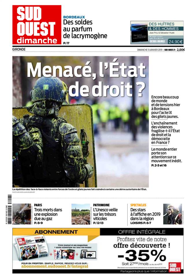 Sud Ouest Dimanche 13 janvier 2019 Sud Ouest Dimanche du 13 janvier 2019 à télécharger sur iPad