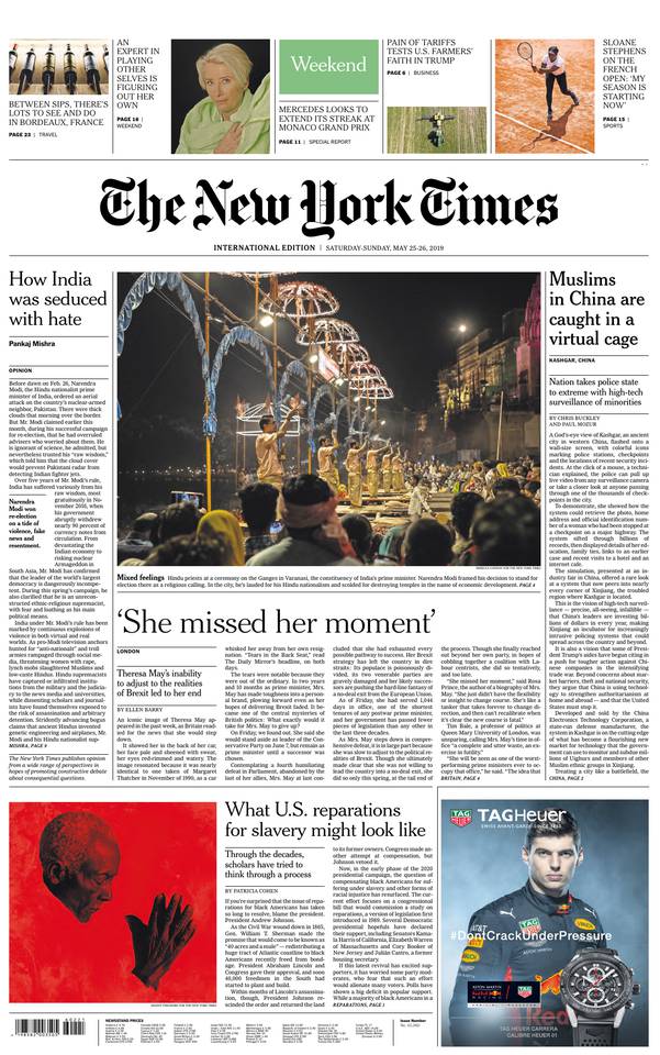 International New York Times 25 mai 2019 Abonnement International NY Times Pas Cher avec le BOUQUET ePresse.fr