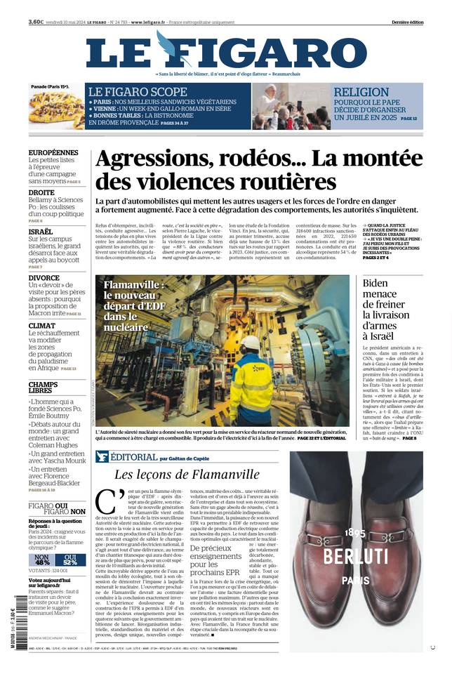 Le Figaro Une du 10 mai 2024