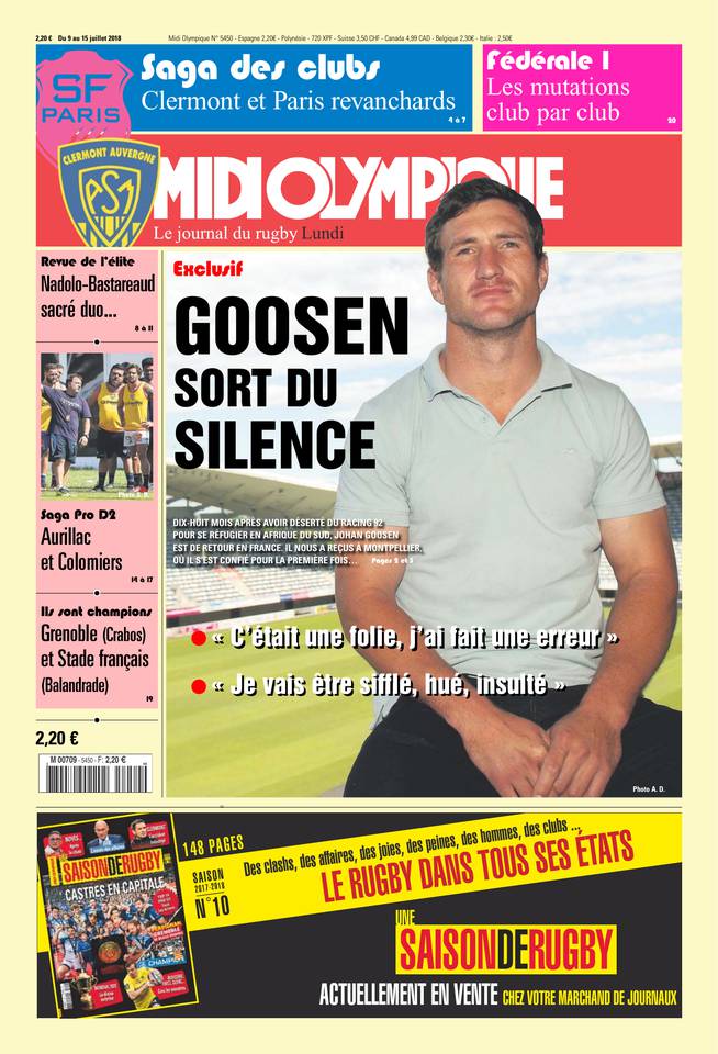 Midi Olympique Rouge 09 juillet 2018 Midi Olympique Rouge du 09 juillet 2018 à télécharger sur iPad