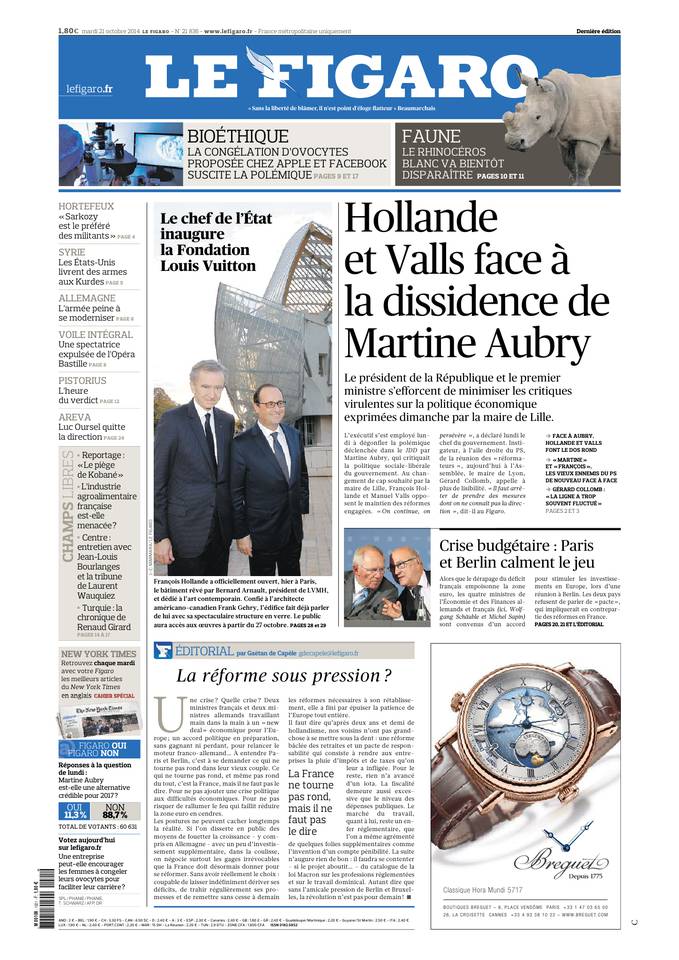 Le Figaro 21 octobre 2014 Le Figaro du 21 octobre 2014 à télécharger sur iPad