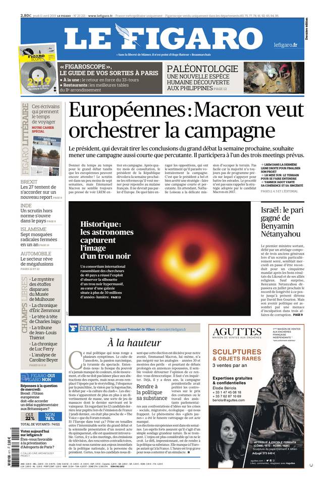 Le Figaro 11 avril 2019 Le Figaro du 11 avril 2019 à télécharger sur iPad