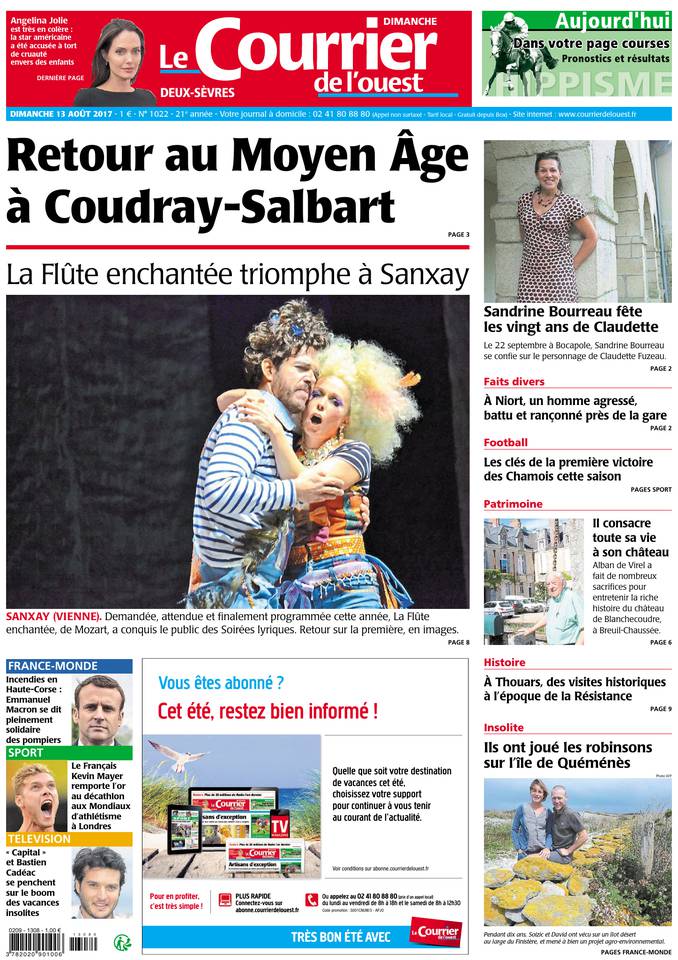 Le Courrier de l'Ouest 13 août 2017 Le Courrier de l'Ouest du 13 août 2017 à télécharger sur iPad