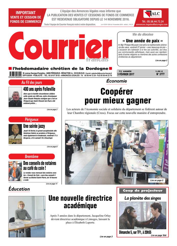 Courrier Français 03 février 2017 Courrier Français du 03 février 2017 à télécharger sur iPad