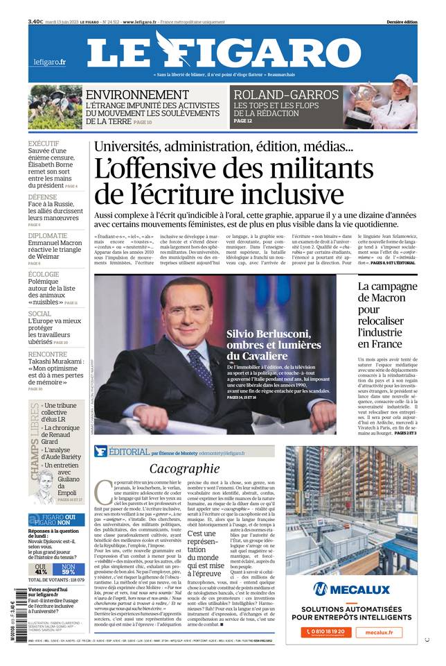 Le Figaro Une du 13 juin 2023