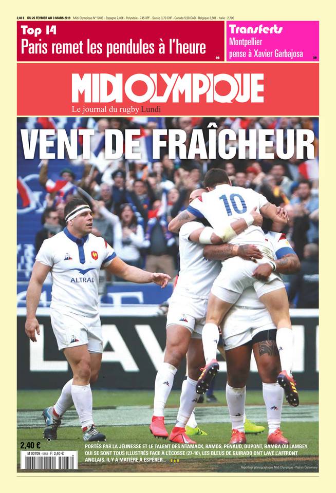 Midi Olympique Rouge 25 février 2019 Midi Olympique Rouge N°5483 du 25 février 2019 à télécharger sur iPad