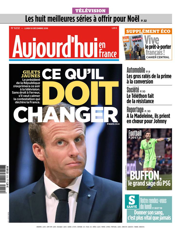 Aujourd'hui en France 10 décembre 2018 Aujourd'hui en France du 10 décembre 2018 à télécharger sur iPad