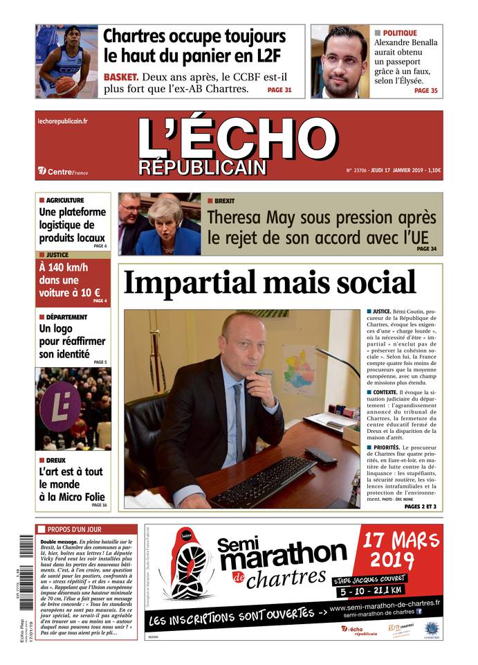 L'Écho Républicain 17 janvier 2019 Abonnement L'Écho Républicain Pas Cher avec BOUQUET INFO ePresse.fr