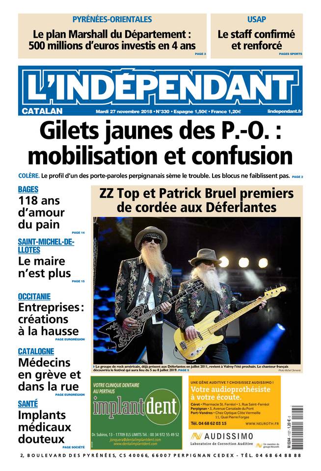 L'Indépendant 27 novembre 2018 L'Indépendant du 27 novembre 2018 à télécharger sur iPad