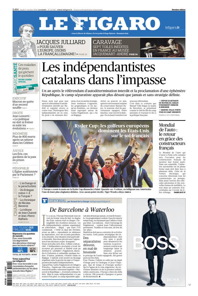 Le Figaro 01 octobre 2018 Le Figaro du 01 octobre 2018 à télécharger sur iPad