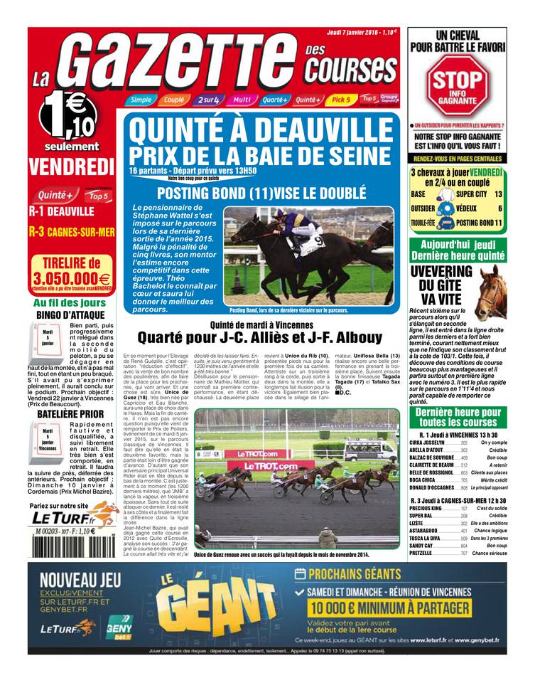 Abonnement La Gazette des Courses Pas Cher avec le BOUQUET ePresse.fr
