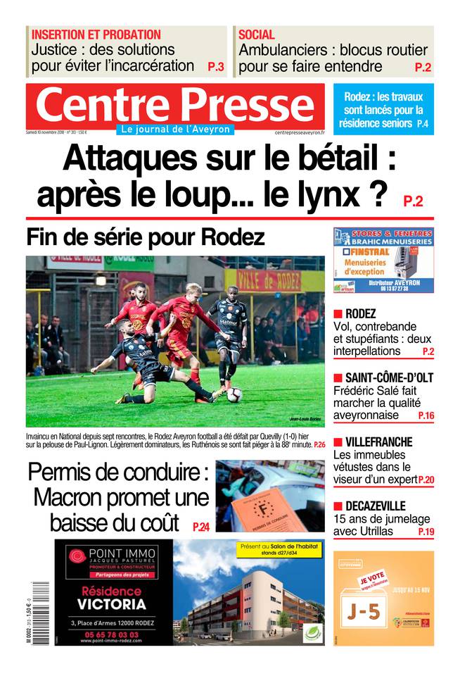 Centre Presse Aveyron 10 novembre 2018 Centre Presse Aveyron du 10 novembre 2018 à télécharger sur iPad