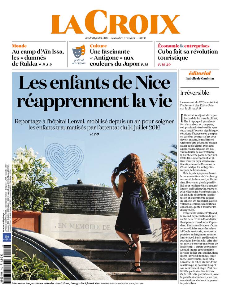 La Croix 10 juillet 2017 La Croix du 10 juillet 2017 à télécharger sur iPad