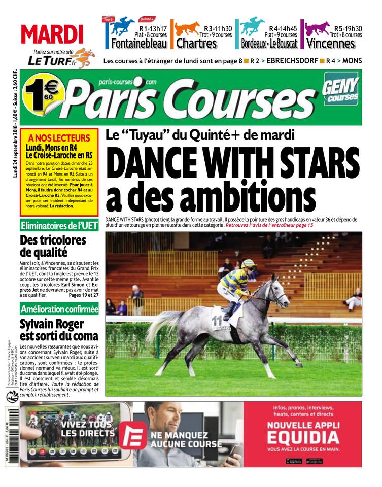Paris Courses 24 septembre 2018 Abonnement Paris Courses Pas Cher avec le BOUQUET ePresse.fr