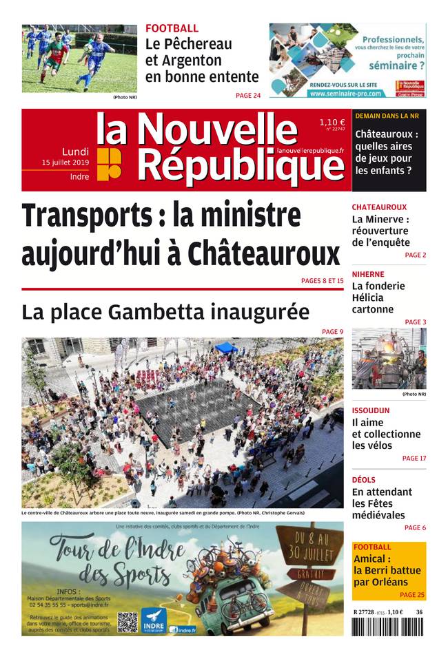 La Nouvelle République 15 juillet 2019 Abonnement Nouvelle République Pas Cher avec le BOUQUET ePresse.fr