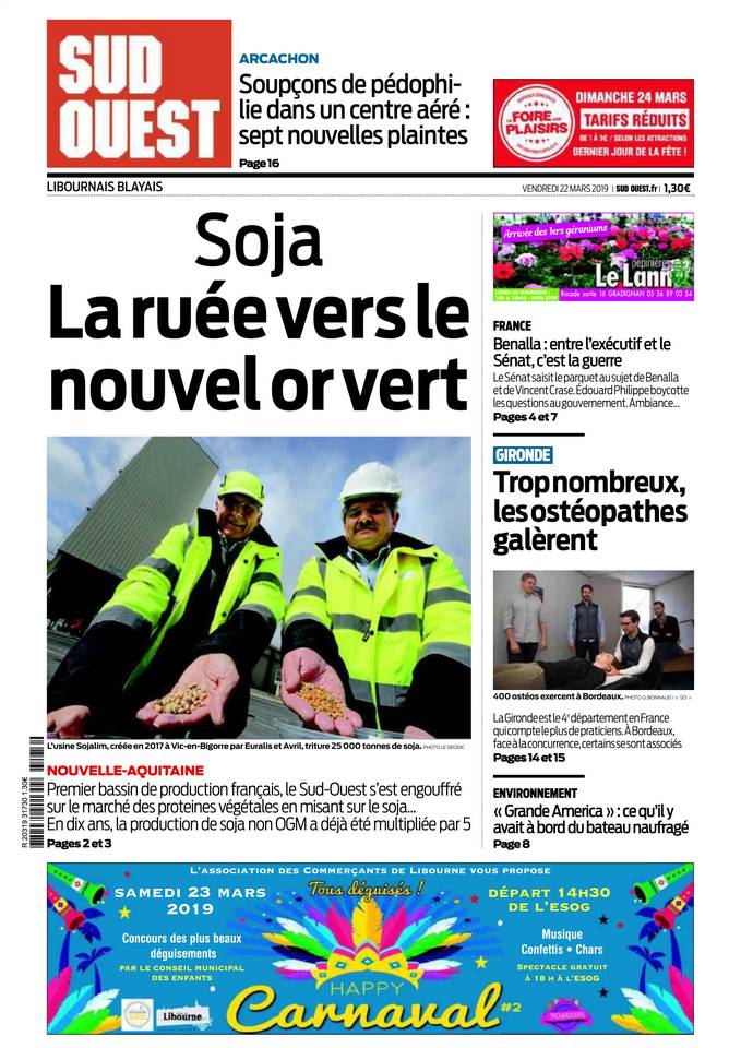 Sud Ouest 22 mars 2019 Abonnement Sud Ouest Pas Cher avec BOUQUET INFO ePresse.fr