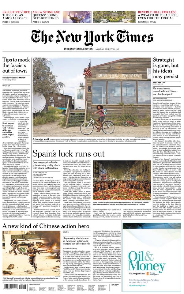 International New York Times 21 août 2017 Abonnement International NY Times Pas Cher avec le BOUQUET ePresse.fr