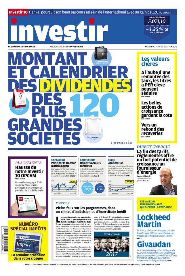 Investir 15 avril 2017 Investir N°2258 du 15 avril 2017 à télécharger sur iPad