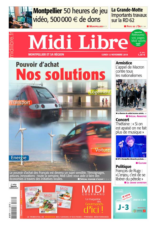 Midi Libre 12 novembre 2018 Midi Libre du 12 novembre 2018 à télécharger sur iPad