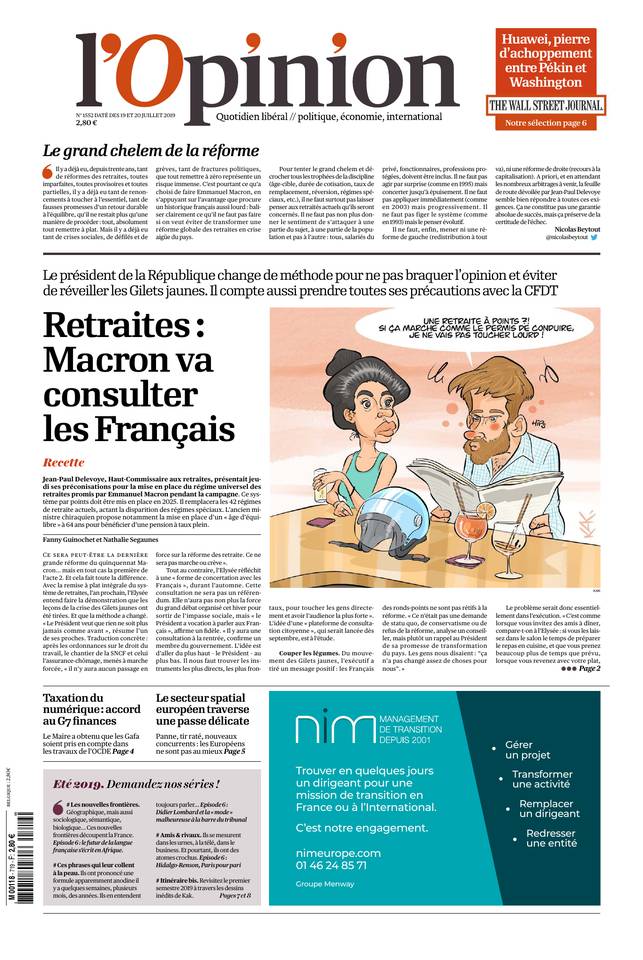 L'Opinion 19 juillet 2019 Abonnement à L’Opinion Pas Cher avec le BOUQUET INFO ePresse.fr