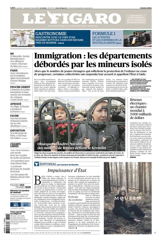 Le Figaro Une du 2 mars 2024
