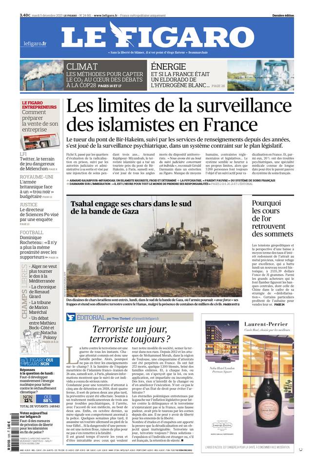 Le Figaro Une du 5 décembre 2023