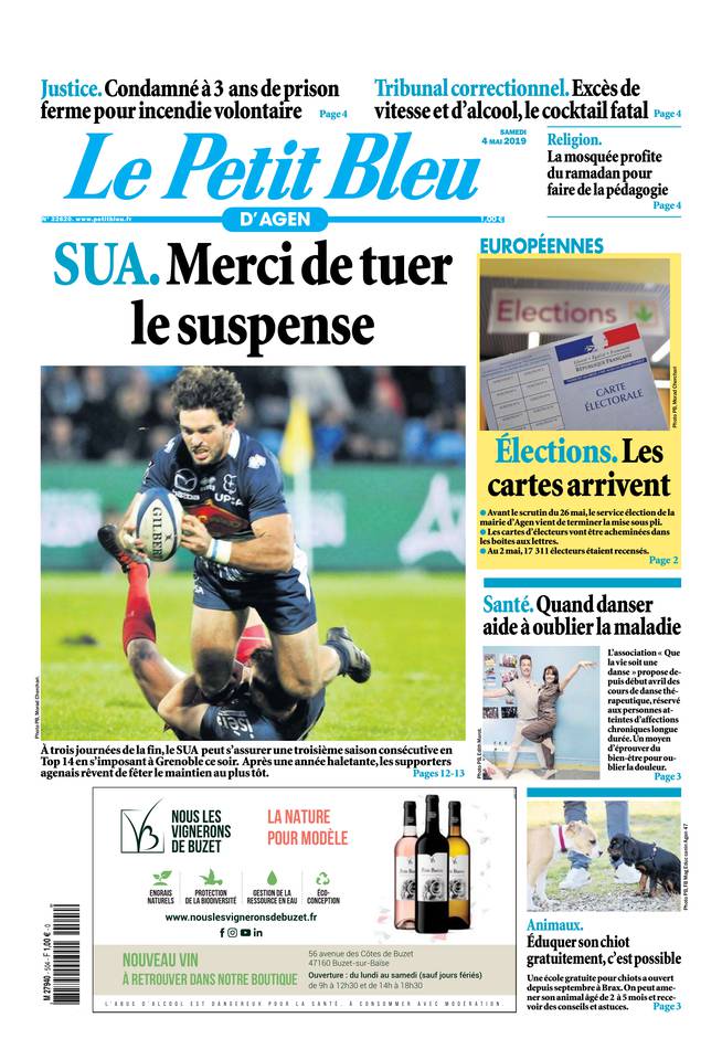 Le Petit Bleu d'Agen 04 mai 2019 Le Petit Bleu d'Agen du 04 mai 2019 à télécharger sur iPad