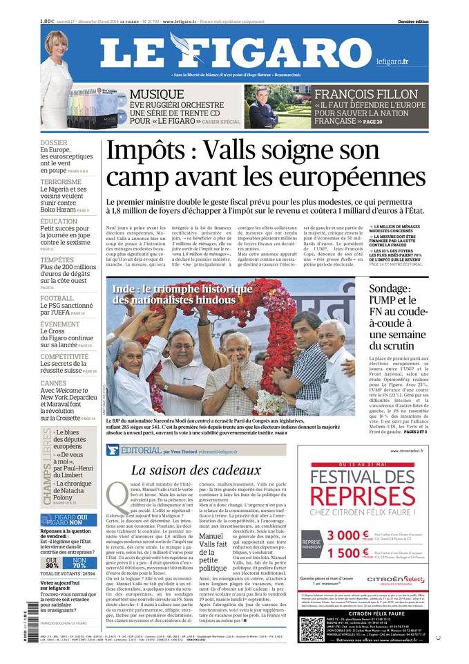 Le Figaro 17 mai 2014 Le Figaro du 17 mai 2014 à télécharger sur iPad