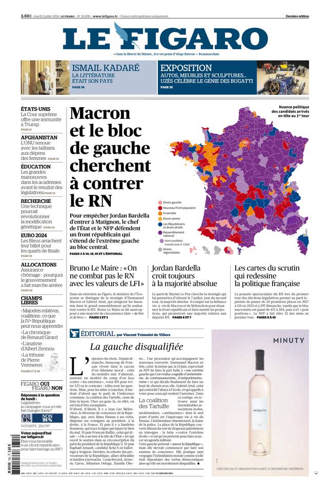Le Figaro Une du 2 juillet 2024