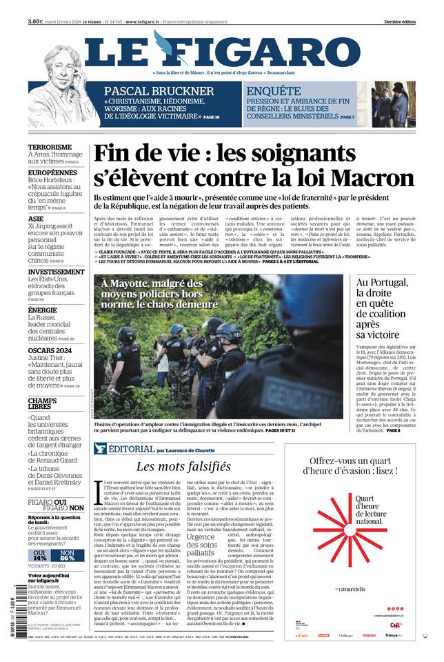 Le Figaro Une du 12 mars 2024