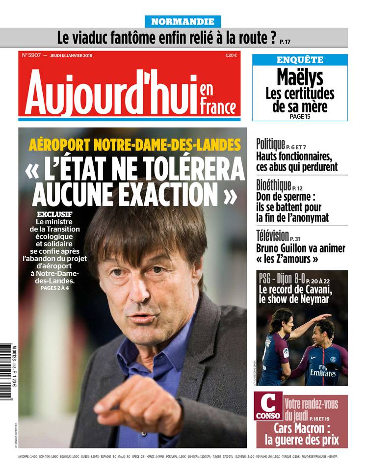Aujourd'hui en France 18 janvier 2018 Aujourd'hui en France du 18 janvier 2018 à télécharger sur iPad