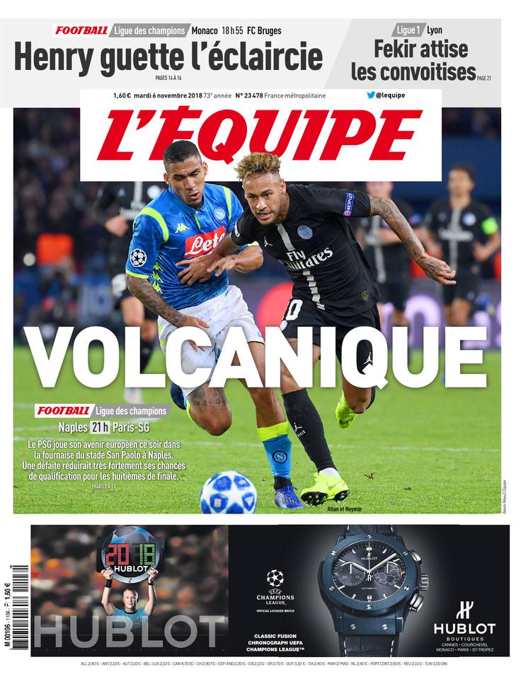 L'Équipe 06 novembre 2018 L'Équipe du 06 novembre 2018 à télécharger sur iPad