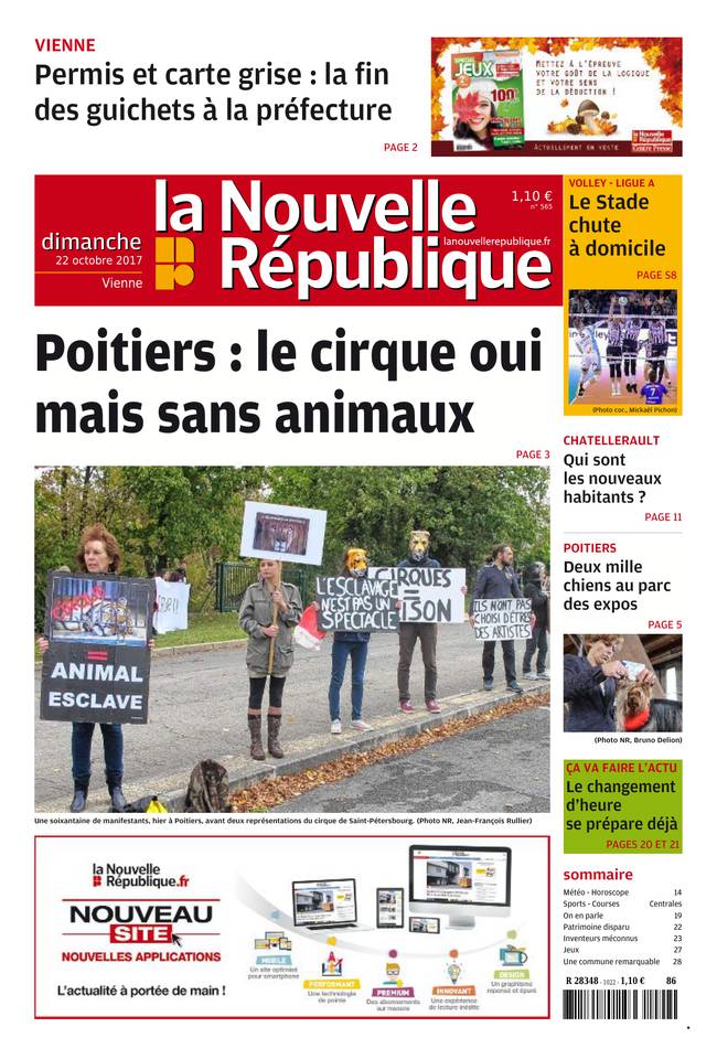 La Nouvelle République Dimanche 22 octobre 2017 Abonnement La Nouvelle République Pas Cher avec BOUQUET ePresse.fr