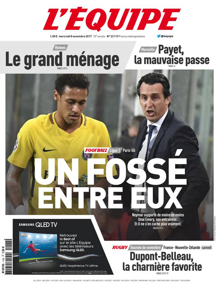 L'Équipe 08 novembre 2017 L'Équipe du 08 novembre 2017 à télécharger sur iPad