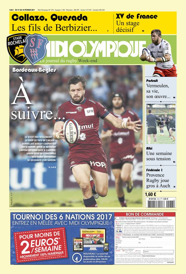 Midi Olympique Vert 17 février 2017 Midi Olympique Vert du 17 février 2017 à télécharger sur iPad