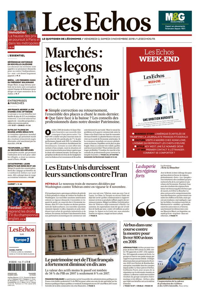Les Echos 02 novembre 2018 Les Echos du 02 novembre 2018 à télécharger sur iPad