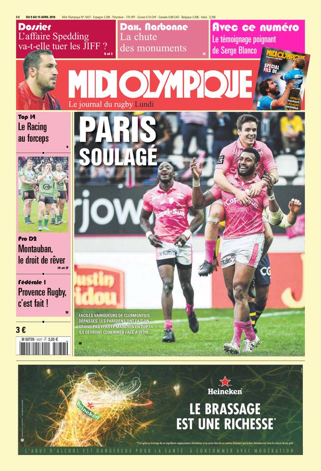 Midi Olympique Rouge 09 avril 2018 Midi Olympique Rouge N°5437 du 09 avril 2018 à télécharger sur iPad