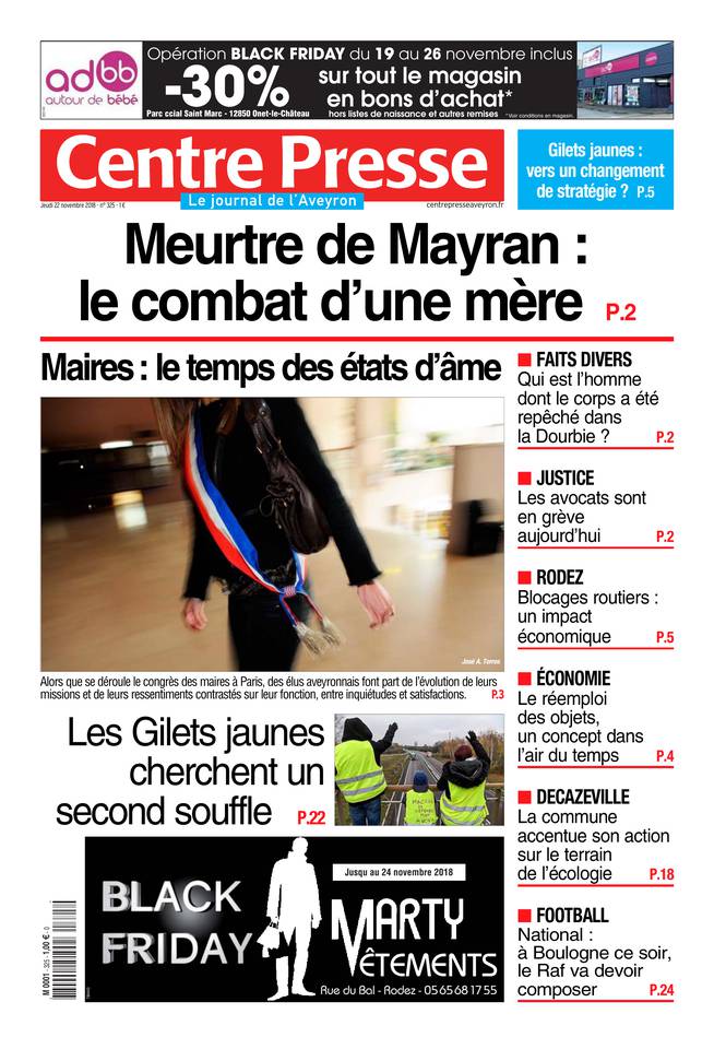 Centre Presse Aveyron 22 novembre 2018 Centre Presse Aveyron du 22 novembre 2018 à télécharger sur iPad