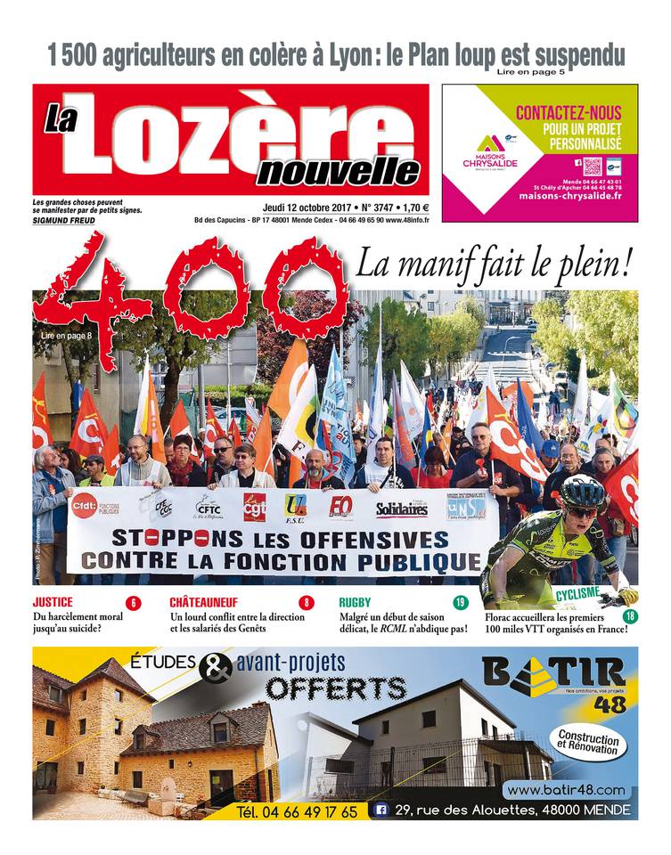 La Lozère Nouvelle 12 octobre 2017 Abonnement La Lozère Nouvelle Pas Cher avec le BOUQUET INFO ePresse.fr
